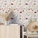 Farverigt tapet med mønster af vilde blomster - Ikke-vævet tapet - UN Designs