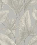 Papel pintado no tejido flores, hojas naturaleza floral en beige 