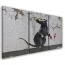3 stykke lærredstryk, Banksy Street Art Rat