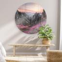 Tableau sur verre rond Seo - Paysage rocheux au coucher du soleil