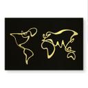 Geborsteld Alu-Dibond met goud-, zilver- & kopereffect - Wereldkaart Line Art