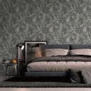 Elegante papel pintado de hojas en gris - Elegante papel pintado no tejido con follaje para interiores modernos