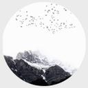 Sticker mural Kubistika - En haut des montagnes - Rond