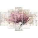 5 stykke lærredsprint Pink vintage blomst