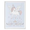 Póster Kvilis - Dulces sueños - Unicornio con corona