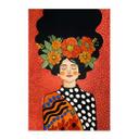 Póster de tela Mujer sonriente con flores naranjas - Hülya