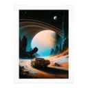 Póster Space - Coche de carreras retro en el espacio - Taudalpoi