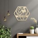 Decoración en madera álamo - Flores en hexágono - Wildflower