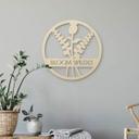 Decoración en madera de álamo - Flores en círculo - Bloom Wildly