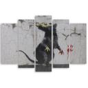 5 stykke lærredstryk Banksy Street Art Rat