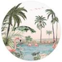 Fototapet - Rundt Kikki Belle - Flamingo Oasis - vliesetapet/selvklæbende non-woven tapet