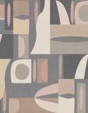 Fototapet Abstrakt geometri i blå, greige & beige i mid-century look 2,7 x 2,12 m