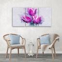 3 stykke lærredsprint, Tulipaner Blomster Pink