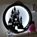 Décoration lumineuse LED en MDF - Château avec cœur