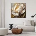 Canvasbillede, pæon creme håndmalet
