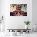 Canvasbillede, Japansk geisha og tempel