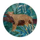 Børneværelse plakat leopard i smaragdgrøn jungle - Manovski - Round