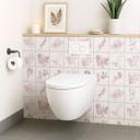Azulejos Adhesivos Contornos Hojas Rosa - Lote de 12