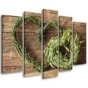 5 stykke lærred print Hjerte træ urter Grøn