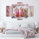 5 stykke lærredsprint Pink Flower Orchid
