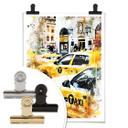 Póster Hugonnard - Acuarela: Taxis de New York