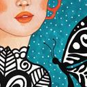 Papel pintado de Mujer mariposa con corona de flores - Hülya