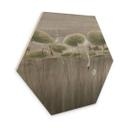 Houten Wanddecoratie lotusbloemen met zwaan in het water in grijs - Ms Tiff