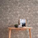 Papel pintado no tejido de hojas de palmera marrón gris - papel pintado jungla para dormitorio
