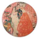 Billede af træ med kvindekunst - Klimt - Die Freundinnen - Rundt