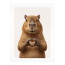 Poster Capybara avec main en forme de cœur