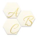 Hexagon bogstaver - Alu-dibond Guldeffekt, hvid