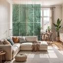 Separador de ambientes, biombo, pantalla de privacidad colgante Hojas de palmera verde