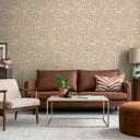 Tekstureret tapet med hørstruktur brun beige - Geometrisk mønster 