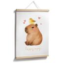 Plakat til børn - Capybara med fugl - Happy Capy