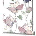 tapet, non-woven blomstertapet Flora hvid, beige