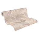 Designerfleecetapet med fine blade i beige-creme - stilfuldt tapet