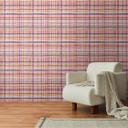 Ternet tapet akvarel pink orange - Ikke-vævet tapet moderne ternet - farverigt & kreativt