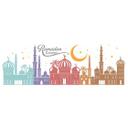 Sticker mural Skyline de nuit arabe avec lettrage du Ramadan