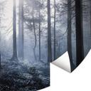 Fototapet - Rundt Solstråler i den blå skov - vliesetapet/selvklæbende non-woven tapet