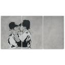3 stykke lærredstryk, Banksy Kissing Policemen