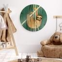 Tableau sur verre rond Brun - Paresseux
