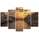 5 stykke lærredstryk City River Sunset