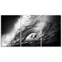 3 stykke lærredstryk Waves Sea B&W