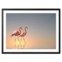 Póster Cseresnjes - Flamencos a la luz del atardecer