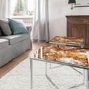 Plateau de table en verre - Feuilles dorées - Carré - 60x60 cm