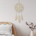 Décoration en bois placage peuplier - Attrape-rêves avec une fleur (4 pièces)