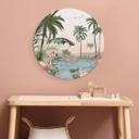 Tableau sur alu-Dibond rond Kikki Belle - Oasis de flamants roses