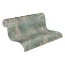 Jungle tapet grøn blå PVC-fri - non-woven tapet palmer petrol af A.S. Création 386382