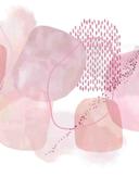 Blødt akvarel-abstrakt Fototapet i beige med rosa prikker 3,4 x 2,65 m