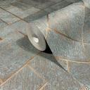 Non-woven tapet i blå, kobber ternet, diamantmønster grafisk geometrisk